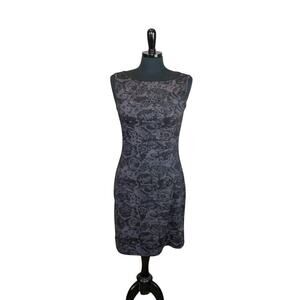 French Curve Sheath Tank Dress Black Rose Floral Print Resort Vacation